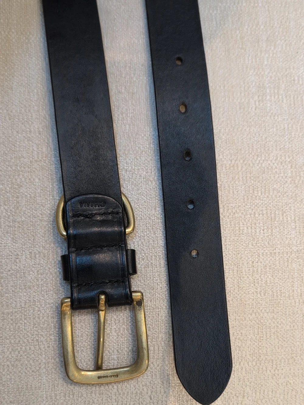 Crossroads Black Leather Belt with Solid Brass Buckle Size M Classic